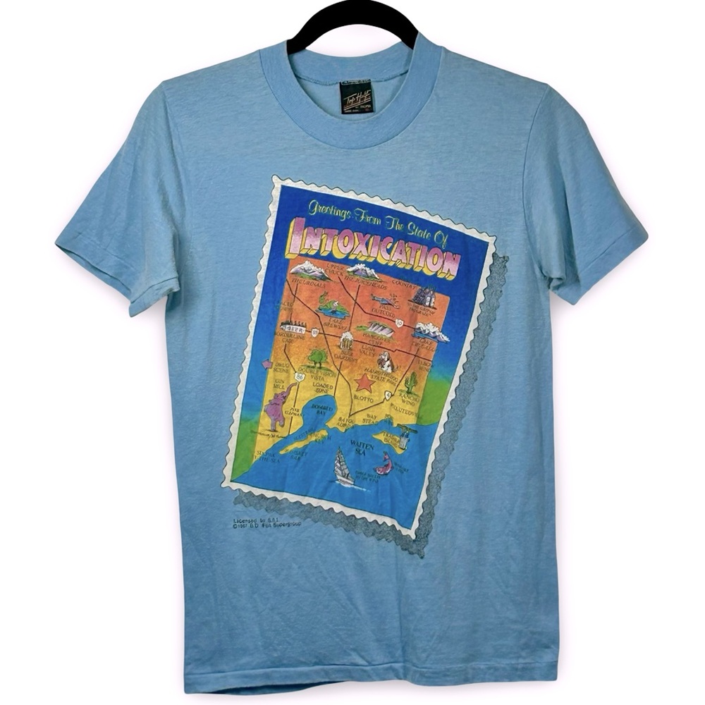 Top Half Tropix Vintage Single Stitch Graphic Tee Size Medium 80s Novelty Funny